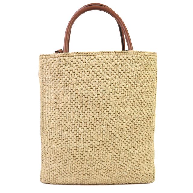 美品△LOEWE ロエベ A563R18X02 スタンダード A4 ラフィア レザー使い ロゴ 2WAY カゴバック ショルダーバック トートバッグ ナチュラル_2