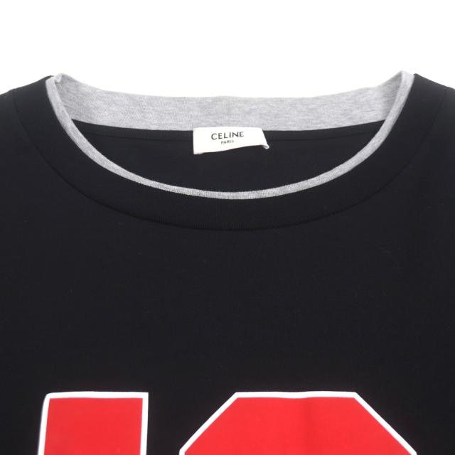 美品▼CELINE セリーヌ 23SS 2X87E671Q 16 Skater Cotton Jersey Tee レイヤードデザイン クルーネック 長袖Ｔシャツ XL 正規品 メンズ 美品▽CELINE セリーヌ 23SS 2X87E671Q 16 Skater Cotton Jersey Tee