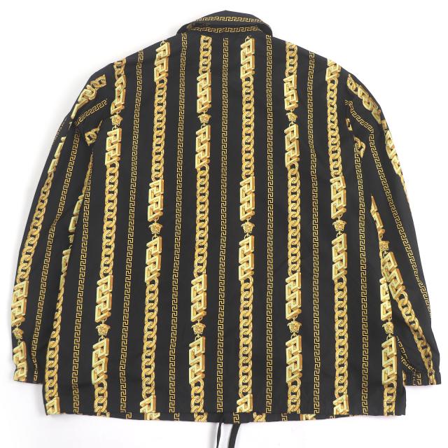 極美品□VERSACE ヴェルサーチ 2021年製 メデューサ チェーン 総柄 薄手 ブルゾン コーチジャケット ブラック 46 イタリア製 メンズ_3