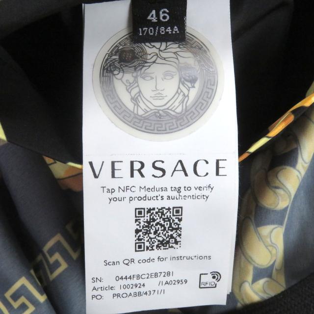 極美品□VERSACE ヴェルサーチ 2021年製 メデューサ チェーン 総柄 薄手 ブルゾン コーチジャケット ブラック 46 イタリア製 メンズ_8