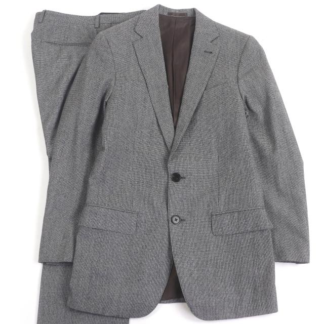 極美品□LOUIS VUITTON ルイヴィトン 千鳥格子柄 シングル ツイードウール スーツ セットアップ グレー 46 イタリア製 正規品 メンズ