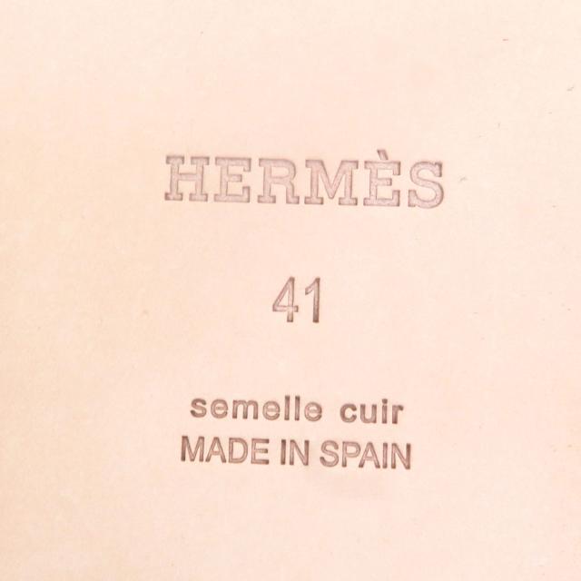 未使用品□HERMES エルメス レザー サックアデペッシュ金具 シャワーサンダル スライドサンダル ブラック ブラウン 41 箱・保存袋付き_8