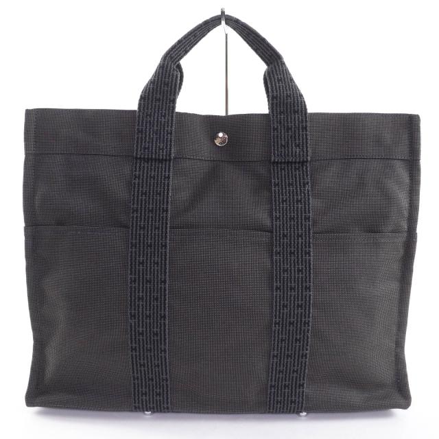 極美品☆HERMES エルメス エールライン MM シルバー金具 セリエ金具 キャンバス トートバッグ ハンドバッグ グレー 仏製 レディース