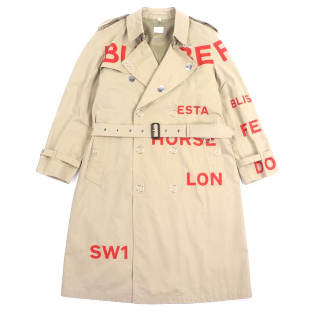 新品 BURBERRY 4558209 ホースフェリープリントトレンチコート52 美品▽BURBERRY バーバリー 4558209 ホースフェリープリント ベルト