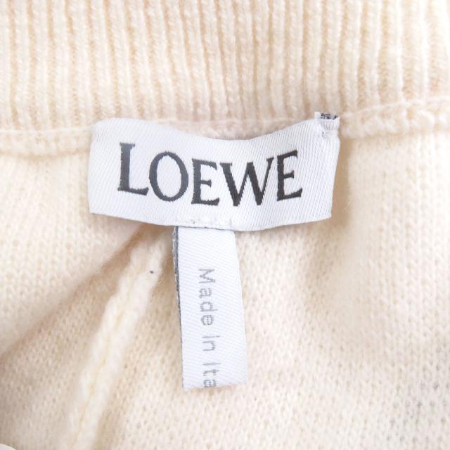 極美品□LOEWE ロエベ H526Y17K30 タイヤ柄 アナグラムレザーパッチ パイル地 ジョガーパンツ アイボリー S イタリア製 正規品 メンズ_6
