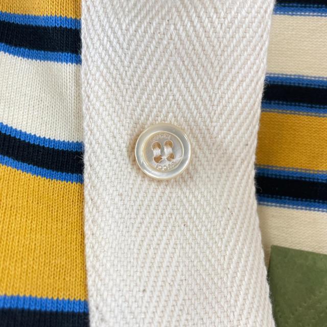 未使用品▲GUCCI グッチ 23AW 758531 コットン100％ バックロゴデザイン ボーダー 長袖ポロシャツ マルチカラー L 伊製 正規品 メンズ 未使用品△GUCCI グッチ 23AW 758531 コットン100％ バックロゴ
