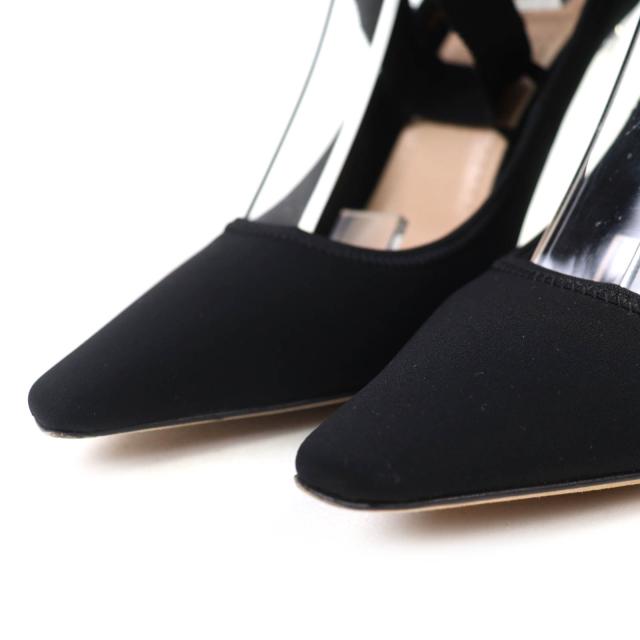 美品△Christian Dior クリスチャンディオール ディオール エトワール グログランリボン ロゴ ウェッジソール クリアヒール 黒 36.5 箱付_4