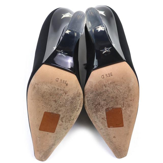 美品△Christian Dior クリスチャンディオール ディオール エトワール グログランリボン ロゴ ウェッジソール クリアヒール 黒 36.5 箱付_7