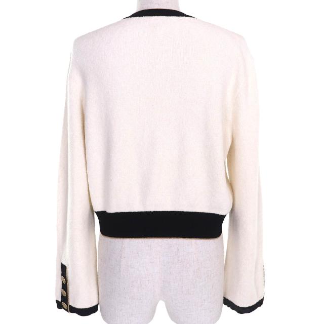 極美品△CHANEL シャネル P60477 ココマークボタン コットン パイル地 ニット カーディガン ホワイト ブラック ゴールド 40 イタリア製_2