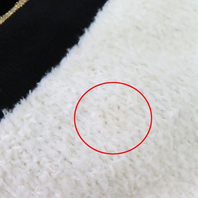 極美品△CHANEL シャネル P60477 ココマークボタン コットン パイル地 ニット カーディガン ホワイト ブラック ゴールド 40 イタリア製_8