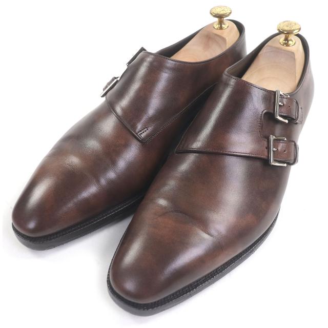美品□John Lobb ジョンロブ チャペル ミュージアムカーフ 8000ラスト ダブルモンクシューズ ダークブラウン 9 E 英国製 定価344300円
