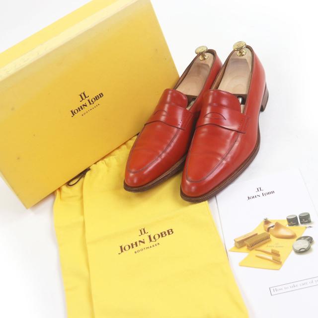 良品□John Lobb ジョンロブ チェルトナム レザー 1105ラスト ローファー バーンオレンジ 8.5 D 箱・保存袋付き イングランド製 良品□John Lobb ジョンロブ チェルトナム レザー 1105ラスト コイン
