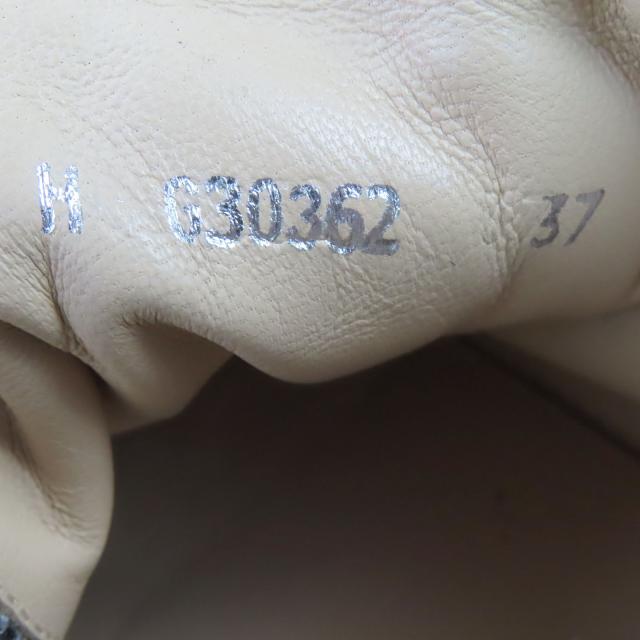 美品◇CHANEL シャネル G30362 ココマーク レザー切替 ツイード レースアップシューズ スニーカー ブラック グレー 37 伊製 レディース_8