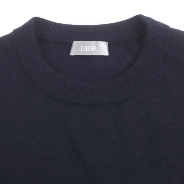 極美品▼DIOR ディオール オム 113M647AT220 カシミヤ100% CDロゴ刺繍 クルーネック プルオーバー 薄手 ニットセーター S 正規品 メンズ_1