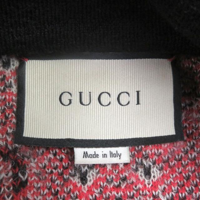 美品□GUCCI グッチ 543433 アルパカ ウール タイガーヘッド金ボタン GGジャガード ニットカーディガン ブラック S　イタリア製 正規品_4