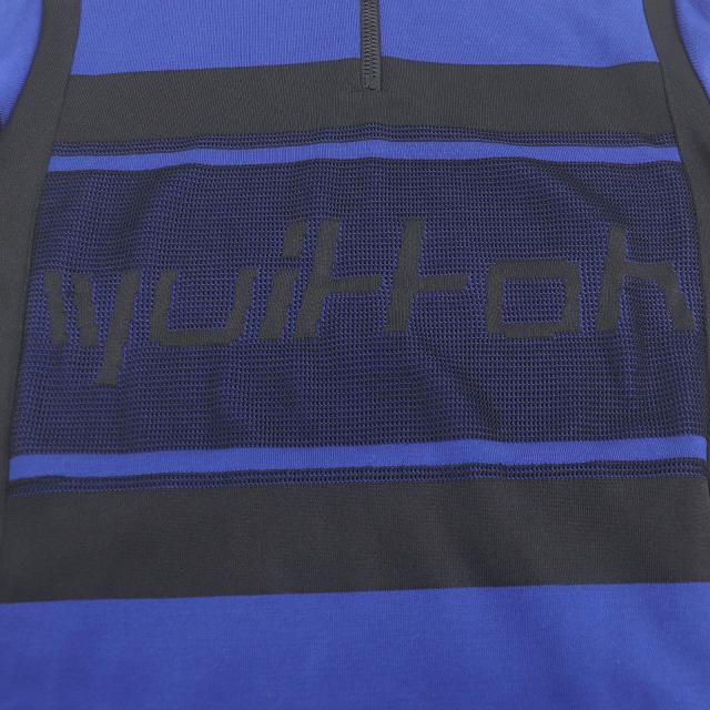 美品□LOUIS VUITTON ルイヴィトン ジャガード サイクリング Tシャツ ハーフジップ 半袖ニット ブルー ブラック S イタリア製 正規品_3