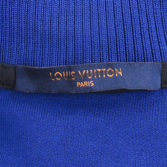 美品□LOUIS VUITTON ルイヴィトン ジャガード サイクリング Tシャツ ハーフジップ 半袖ニット ブルー ブラック S イタリア製 正規品_5