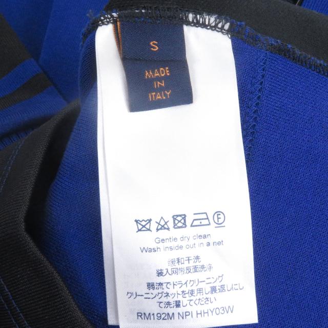 美品□LOUIS VUITTON ルイヴィトン ジャガード サイクリング Tシャツ ハーフジップ 半袖ニット ブルー ブラック S イタリア製 正規品_6