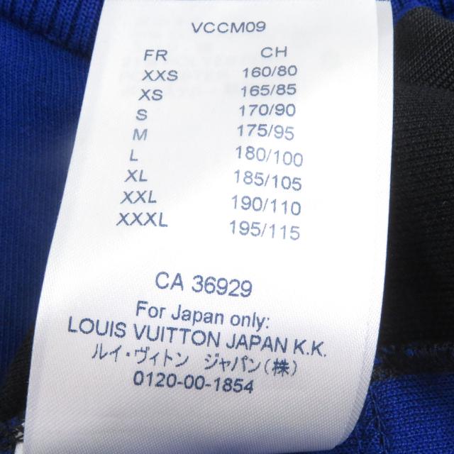 美品□LOUIS VUITTON ルイヴィトン ジャガード サイクリング Tシャツ ハーフジップ 半袖ニット ブルー ブラック S イタリア製 正規品_8