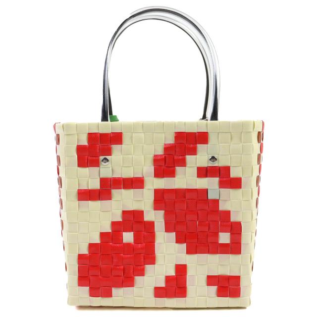 未使用品△MARNI マルニ SHMH0063JN ミニバスケットバッグ かごバッグ ハンドバッグ アイボリー レッド 保存袋付き レディース_2