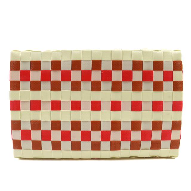 未使用品△MARNI マルニ SHMH0063JN ミニバスケットバッグ かごバッグ ハンドバッグ アイボリー レッド 保存袋付き レディース_4