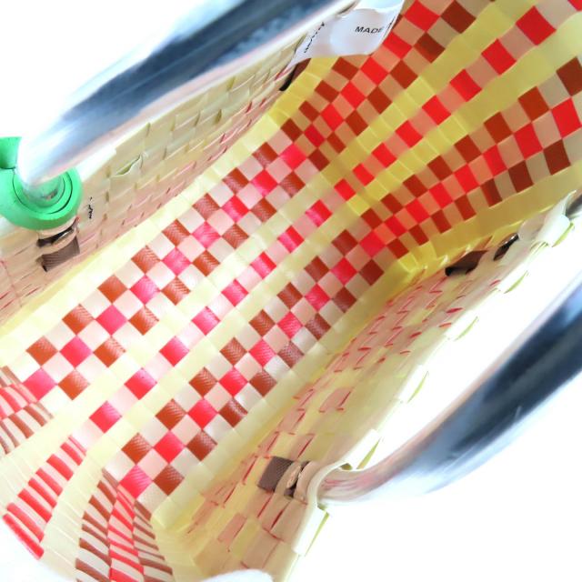 未使用品△MARNI マルニ SHMH0063JN ミニバスケットバッグ かごバッグ ハンドバッグ アイボリー レッド 保存袋付き レディース_7