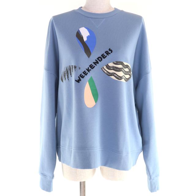 極美品◇WEEKEND MaxMara ウィークエンドマックスマーラ 2022年製 2359210337 コットン100％ ロゴ刺繍 スウェット シャツ 青系 M 正規品