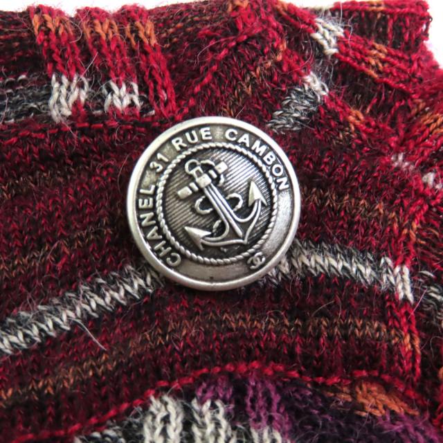 極美品◇CHANEL シャネル P59263 アルパカ ウール ココマークイカリボタン付 ボートネック 半袖ニット マルチ 36 伊製 正規品 レディース_4