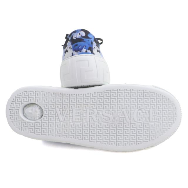 未使用品▼VERSACE ヴェルサーチ バロッコ グレカ キャンバス レースアップ ローカットスニーカー ブルー 39 箱・保存袋付き 伊製 メンズ_4
