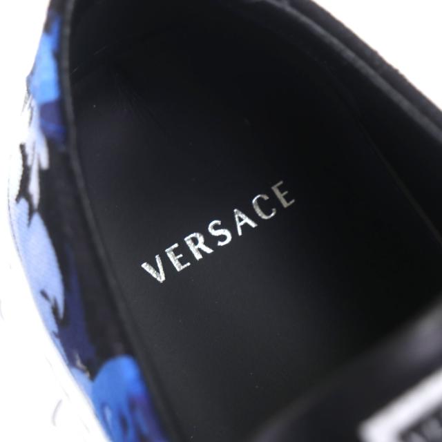 未使用品▼VERSACE ヴェルサーチ バロッコ グレカ キャンバス レースアップ ローカットスニーカー ブルー 39 箱・保存袋付き 伊製 メンズ_7