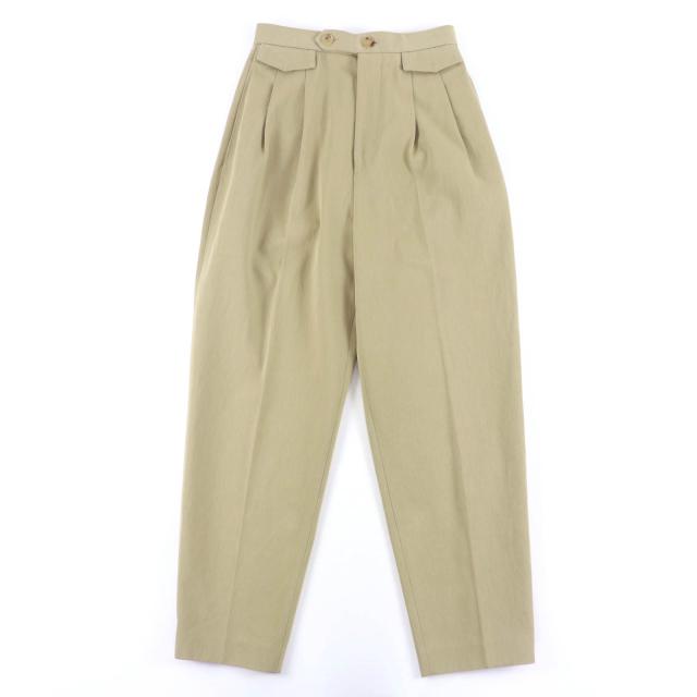 極美品☆BLAMINK ブラミンク 7914-299-0228 コットン100％ センタープレス デザイン パンツ ベージュ 36 日本製 正規品 レディース