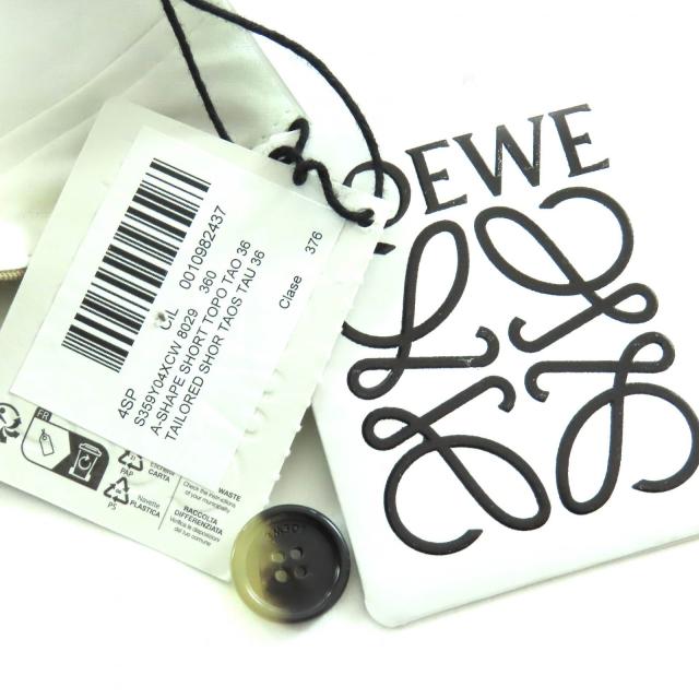 未使用品△LOEWE ロエベ S359Y04XCW コット100％ン テーラードショーツ ハーフパンツ ベージュ 36 イタリア製 正規品 レディース_8