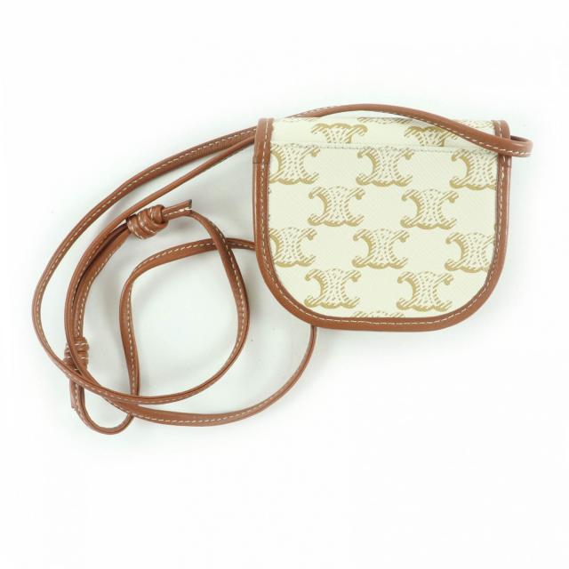 美品☆CELINE セリーヌ トリオンフ ロゴ入り ストラップ付 PVC レザー