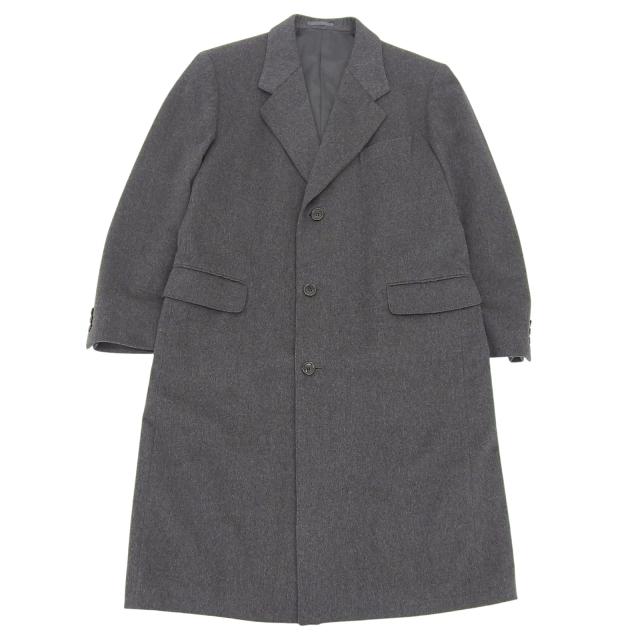 極美品▲LANVIN ランバン CLASSIQUE カシミヤ100％ ロング丈 チェスターコート グレー R50-46 正規品 メンズ