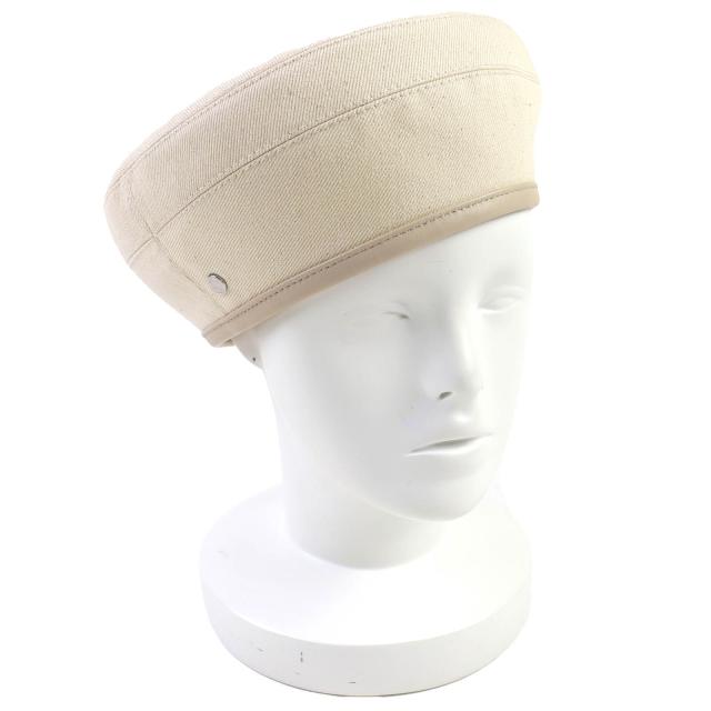 極美品△HERMES エルメス 222017N サントノーレ コットン100％ ブランカッセ シルバー金具 セリエボタン デニム ベレー帽 帽子 58 正規品