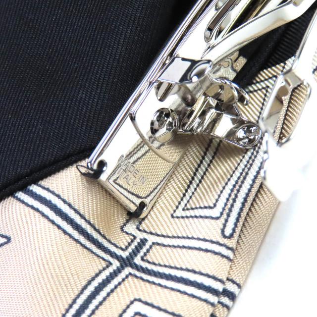未使用品△HERMES エルメス グルネル エクスリブリス バレッタ シルク100％ シルバー金具 リボン付 ヘアアクセサリー ブラック ベージュ_5