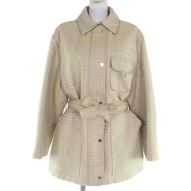 極美品☆HERMES エルメス 22AW 2H0117DP シルバー金具 セリエボタン Hモザイク ライナー サファリジャケット コート 40 正規品