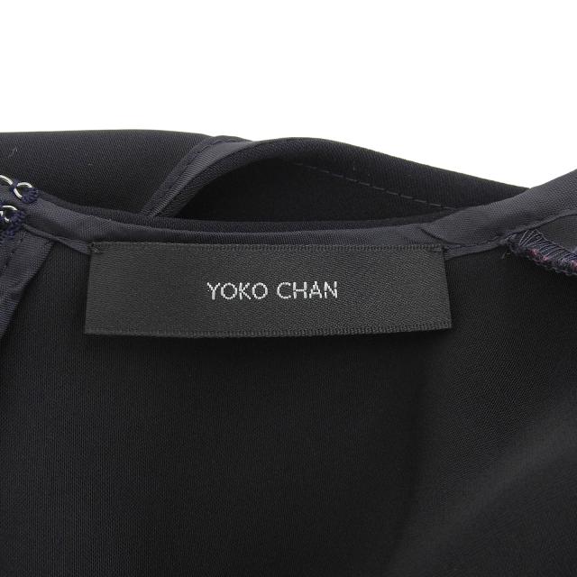 極美品▲YOKO CHAN ヨーコチャン YCB-320-223 フィッシュテール ヘムフレア 半袖 ブラウス ブラック 40 日本製 正規品 レディース