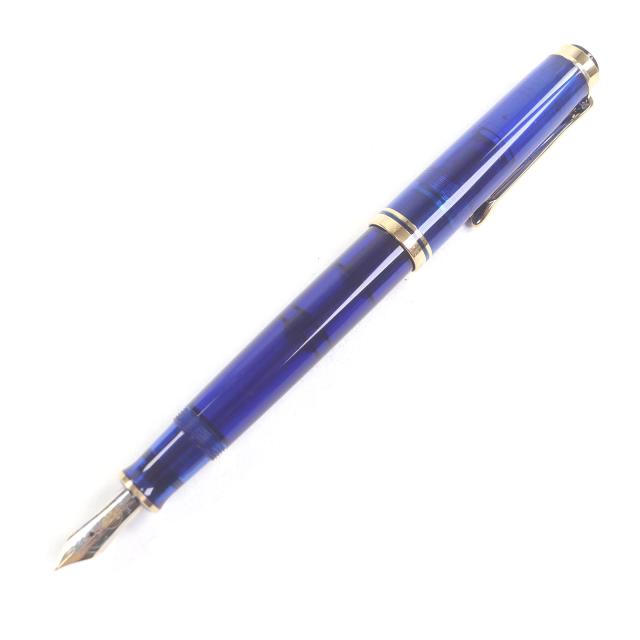 極美品□PERIKAN ペリカン M600 スーベレーン ペン先14C EFニブ 特別生産品 キャップ式 万年筆 マリーンブルー ゴールド ドイツ製 メンズ