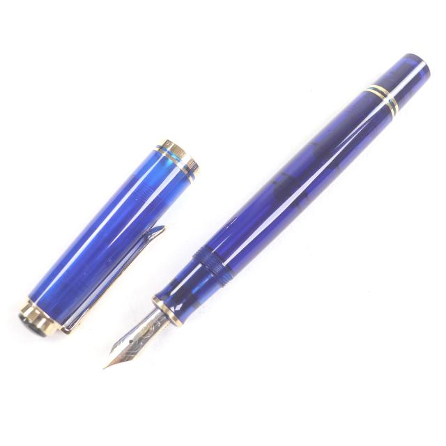 極美品□PERIKAN ペリカン M600 スーベレーン ペン先14C EFニブ 特別生産品 キャップ式 万年筆 マリーンブルー ゴールド ドイツ製 メンズ_1