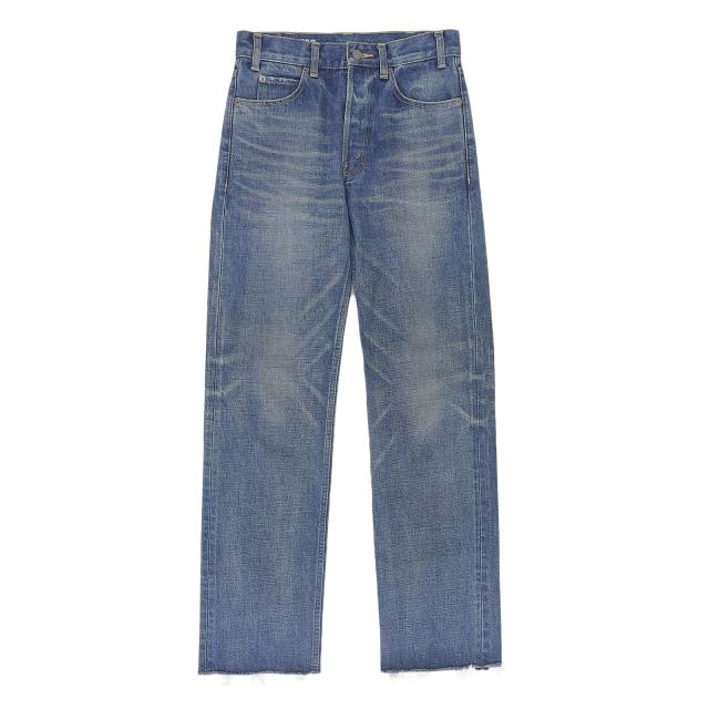 美品▲CELINE セリーヌ Ｎ799 365Ｍ 07ＤU ボタンフライ カットオフ デニムパンツ インディゴブルー 25 日本製 正規品 レディース