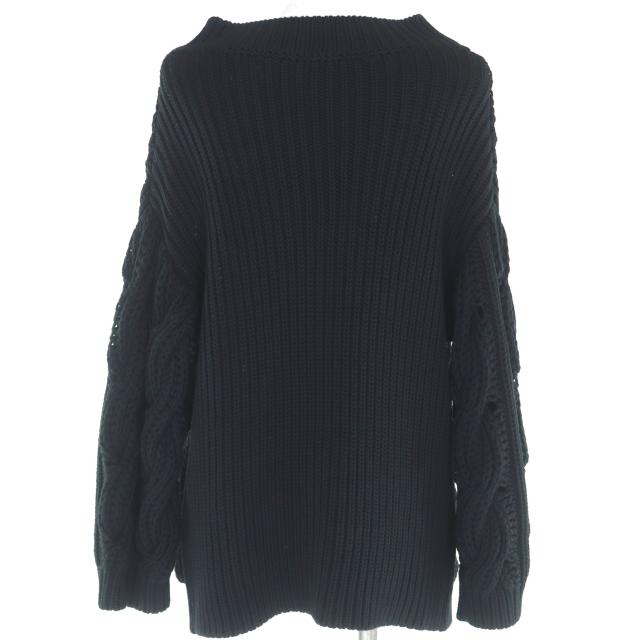 美品◇Valentino ヴァレンチノ 24AW 5B0KC59L8V7 バージンウール100％ オーバーサイズ ケーブル編み ニット セーター 黒 S 伊製 正規品_2