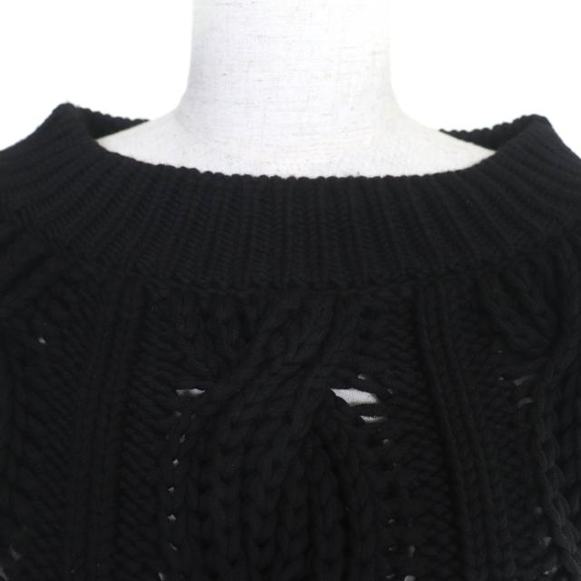 美品◇Valentino ヴァレンチノ 24AW 5B0KC59L8V7 バージンウール100％ オーバーサイズ ケーブル編み ニット セーター 黒 S 伊製 正規品_3