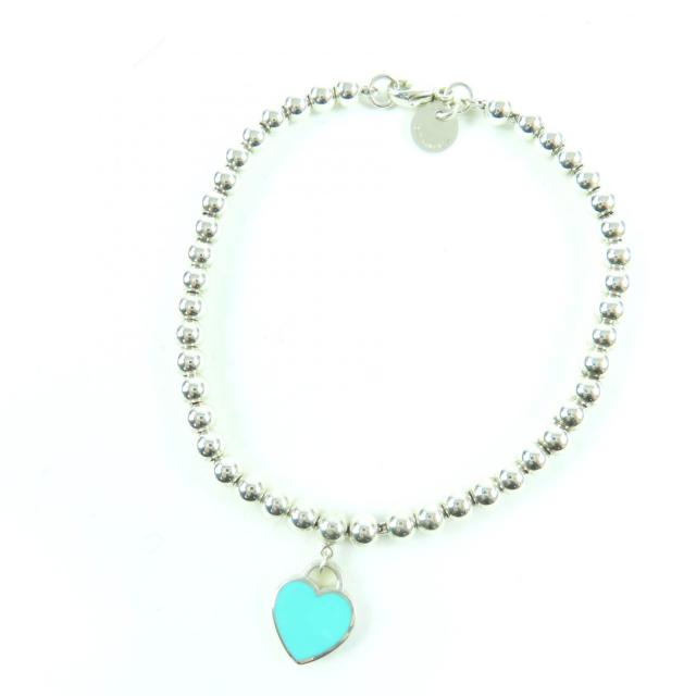 美品☆TIFFANY&Co. リターン トゥ ティファニー ティファニー ブルー ハート タグ ビーズ ブレスレット AG925 1Pダイヤモンド 重量5.7g