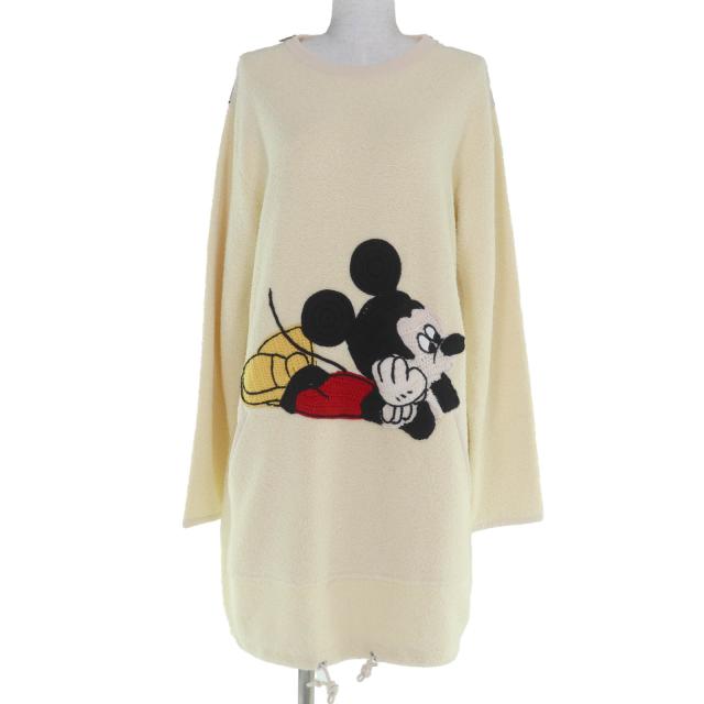 極美品☆GUCCI×Disney  グッチ×ディズニー 606143 ミッキーマウス パイル地 ドレス ワンピース ベージュ XS 伊製 正規品 レディース