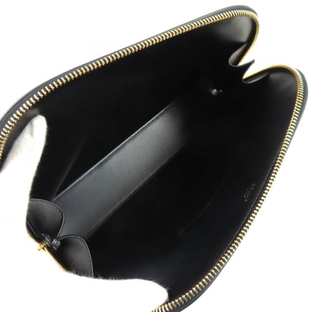 未使用品△CELINE セリーヌ 10N073GEZ カーフスキン トリオンフ ラウンドファスナー ポーチ ブラック ゴールド金具 保存袋付 レディース_6