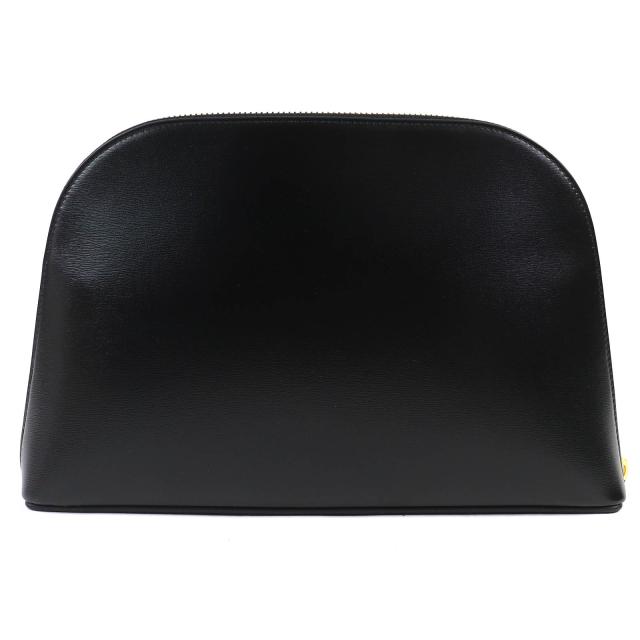 未使用品△CELINE セリーヌ 10N073GEZ カーフスキン トリオンフ ラウンドファスナー ポーチ ブラック ゴールド金具 保存袋付 レディース_2