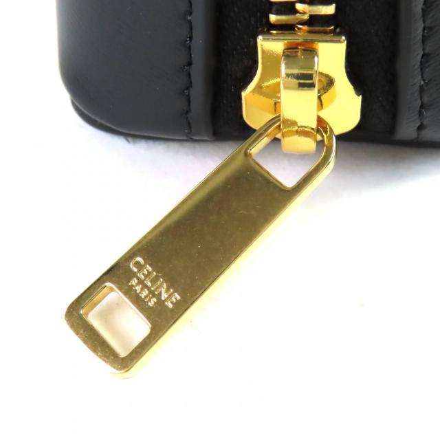 未使用品△CELINE セリーヌ 10N073GEZ カーフスキン トリオンフ ラウンドファスナー ポーチ ブラック ゴールド金具 保存袋付 レディース_8