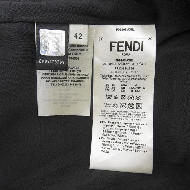 美品▲FENDI フェンディ FD9803 ミンクトリム ハートデザイン 半袖 ワンピース ブラック 42 イタリア製 正規品 レディース_5
