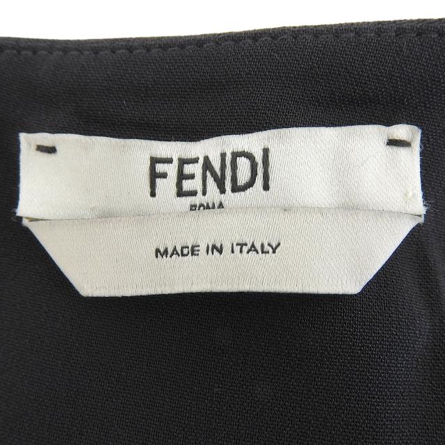 美品▲FENDI フェンディ FD9803 ミンクトリム ハートデザイン 半袖 ワンピース ブラック 42 イタリア製 正規品 レディース_4